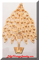 Vintage Golden Rhinestones Christmas Tree Brooch