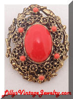 Vintage Orange Cab Brooch