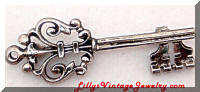 Vintage Silver tone Skeleton Key Brooch