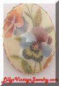 Pansy Transfer Vintage Brooch