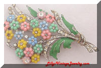 Vintage Pastel Flower Bouquet Brooch