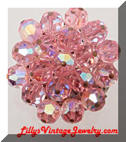 Vintage Pink AB Crystals Cluster Brooch