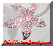 Pink Rhinestones Leaf Brooch