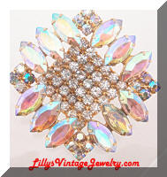 Vintage AB Rhinestones Frame Brooch