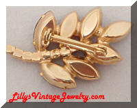 Vintage Pink Purple Blue Rhinestones Leaf Brooch