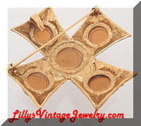 Vintage Purple Cabs Golden Maltese Cross Brooch Pendant Combo