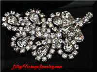 Vintage Quality Rhinestones Leaf Brooch