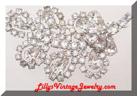 Vintage Quality Rhinestones Leaf Brooch