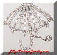 Vintage Rhinestones Umbrella Brooch