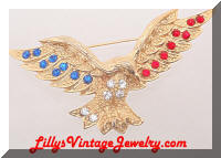 Patriotic Rhinestones Flying Eagle Brooch