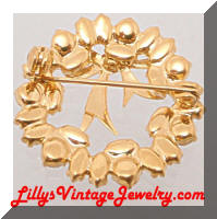 Vintage Marquise Rhinestones Wreath Bow Brooch