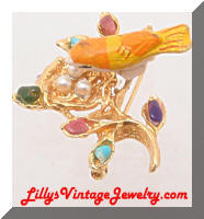 Vintage SWOBODA Nesting Bird Brooch