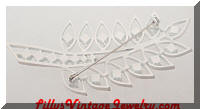 Vintage White Enamel Pastel Rhinestones Leaf Brooch