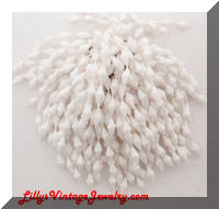 Vintage Plastic White Beads Shaggy Brooch