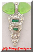 Billard Art Deco Green Rhinestones Dress Clip