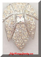 vintage art deco rhinestones leaf dress clip