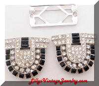 Art Deco Rhinestones Convertible Duette Dress Clips Brooch