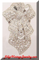 Vintage Art Deco Bow Rhinestones Dress Clip