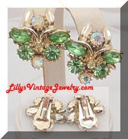 Vintage Golden Pastel Rhinestones Earrings