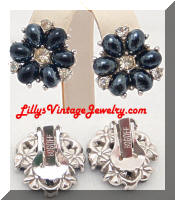 Vintage BOGOFF Hematite Rhinestones Earrings