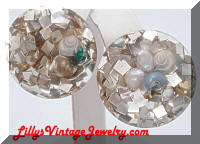 Vintage Confetti Shells Button Earrings