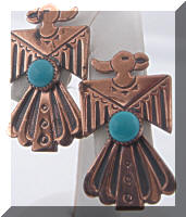 Vintage Native American Thunderbird Copper Earrings