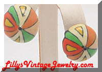 Vintage EISENBERG Enamel Psychedelic Mushroom Earrings