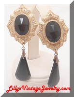 ELLEN DESIGNS Golden Black Drop Earrings