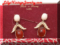 Vintage EMMONS Milk and Honey Earrings  w/ Original Box