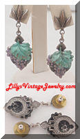 Dangling Enamel Grapes Post Earrings