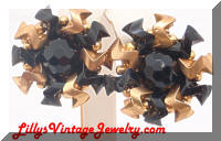 Vintage HOBE Black Gold Beads Earrings