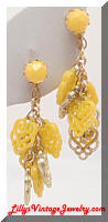 HONG KONG Vintage Plastic Filigree Dangle Earrings