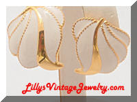 JS Golden Cream Enamel Earrings