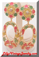 Jose BARRERA for AVON "Fashion Flowers" large Hoop Earrings