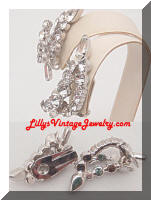 DeLizza and Elster Clear Rhinestones Wire Over Leaf Earrings