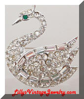 Vintage Clear Pave Rhinestones Swan Brooch