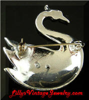 Vintage Clear Pave Rhinestones Swan Brooch