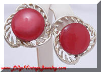 Vintage Red Plastic Button Earrings