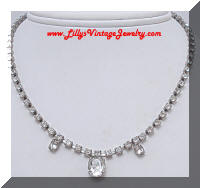 Delicate Vintage Oval Rhinestones Drop Necklace