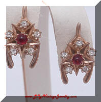 Lucky Stars Vintage Wishbone Rhinestones Earrings