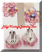 Vintage AB Pink Crystals Cluster Earrings