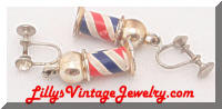 Vintage Figural Barber Shop Poles Dangle Earrings