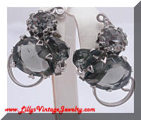 Designer Quality Black Diamond Rhinestones Vintage Earrings