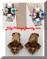 Vintage Aurora Borealis Rhinestones Earrings