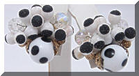 Vintage Black & White Polka Dot Beads Crystal Earrings