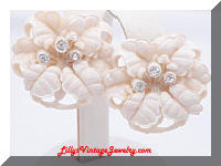Vintage Ivory Celluloid Wedding Cake Floral Earrings