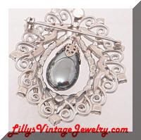 DeLIZZA and Elster Hematite Rhinestones Dangle Brooch