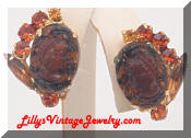 Juliana DeLizza & Elster Cameo Rootbeer earrings