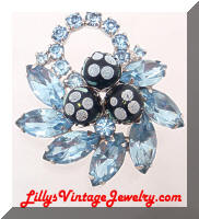 Juliana Blue Rhinestones Dotted DeLIZZA and ELSTER Brooch