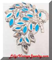 DeLIZZA and ELSTER Bright Blue Rhinestones Brooch